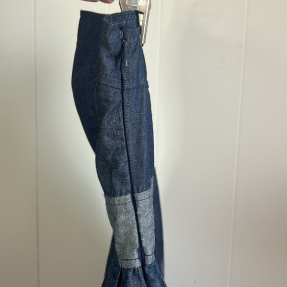 Forever 21 Strapless Dress Womens Small Denim & Navy Blue Striped with Pockets! - Picture 4 of 10